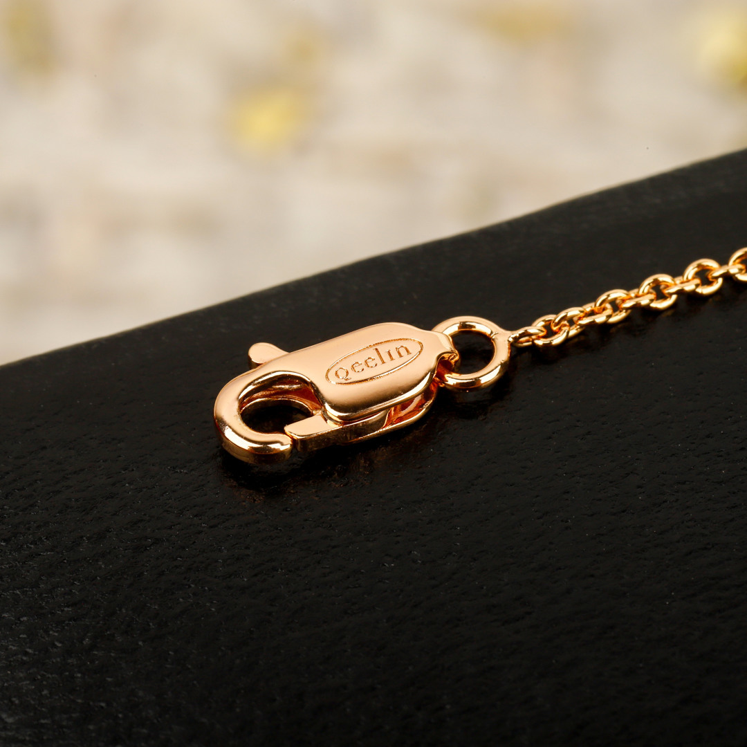 Qeelin Wulu Mini Solitaires necklace 18K rose gold with clear diamond pave 42cm with 5cm extender