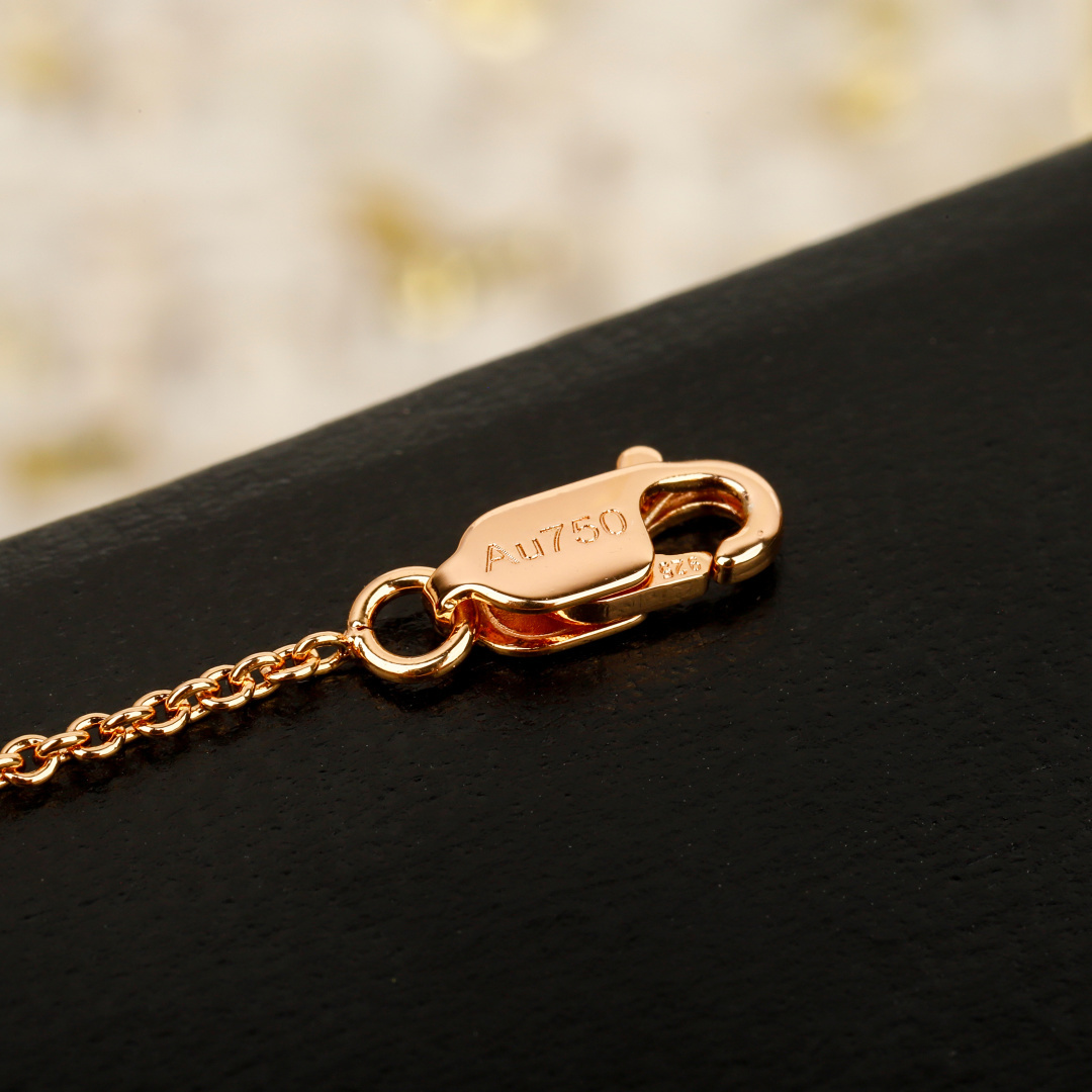 Qeelin Wulu Mini Solitaires necklace 18K rose gold with clear diamond pave 42cm with 5cm extender