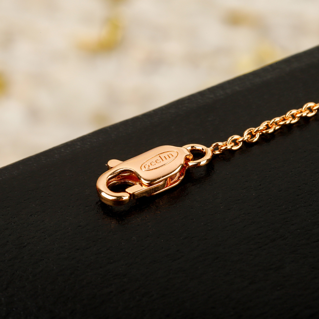 Qeelin Wulu Mini Solitaires necklace 18K rose gold red carnelian white diamond 42cm with 5cm extender