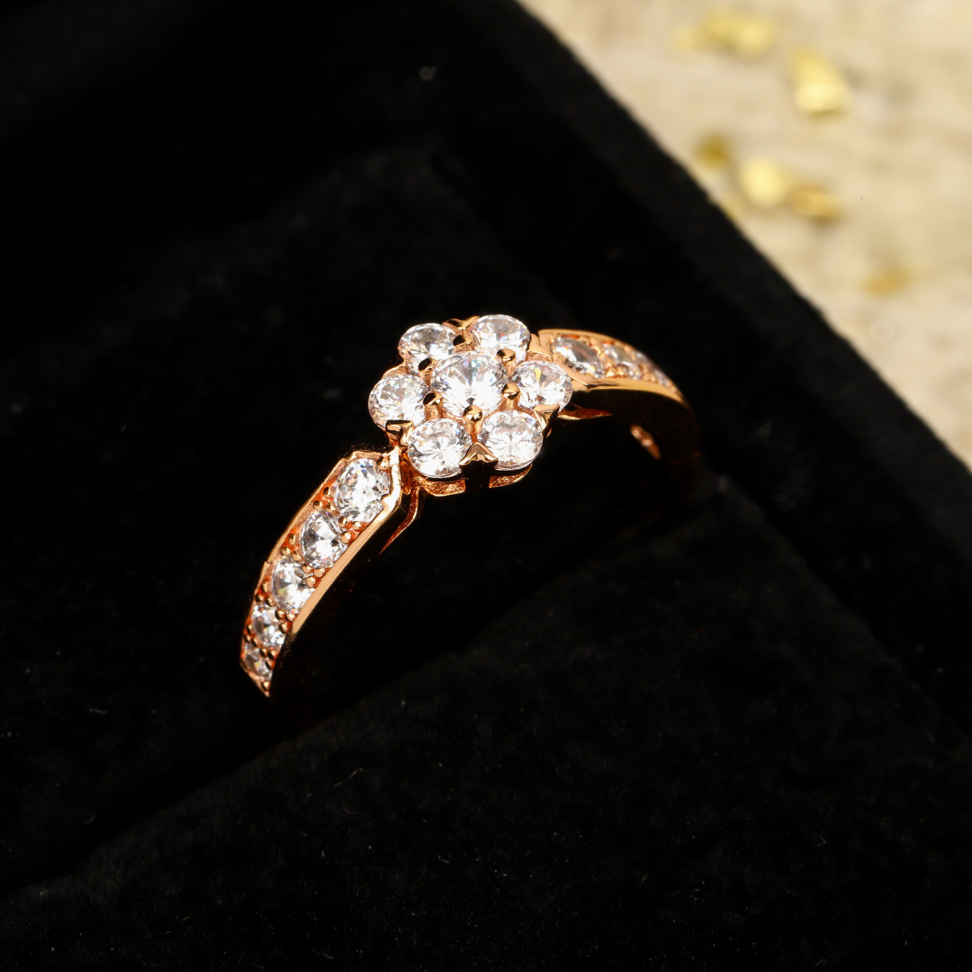 Van Cleef Arpels Fleurette ring 18K rose gold with diamonds 18K white gold with diamonds 54