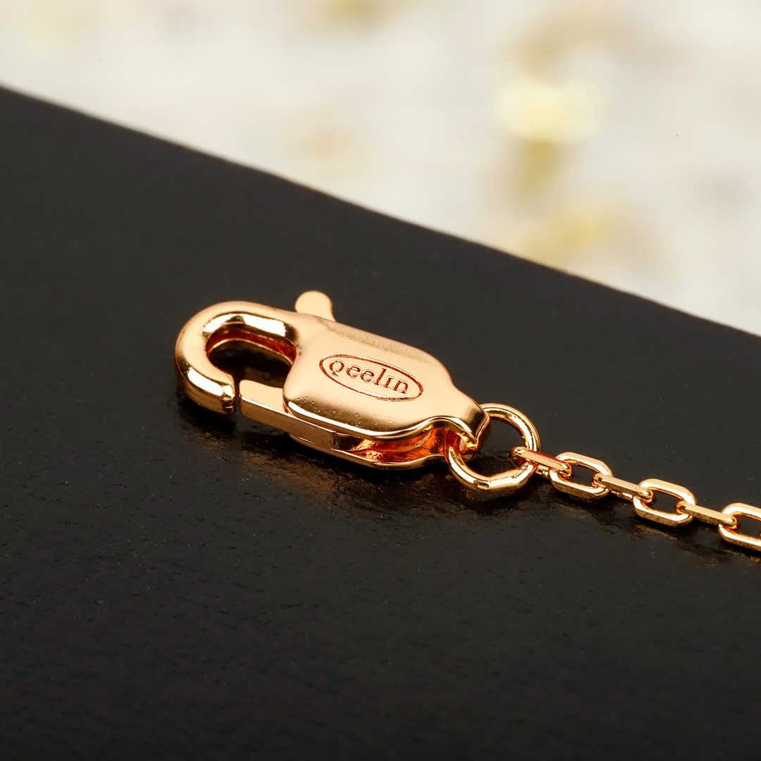 Qeelin Wulu necklace 18K rose gold pink opal red carnelian diamond 42cm