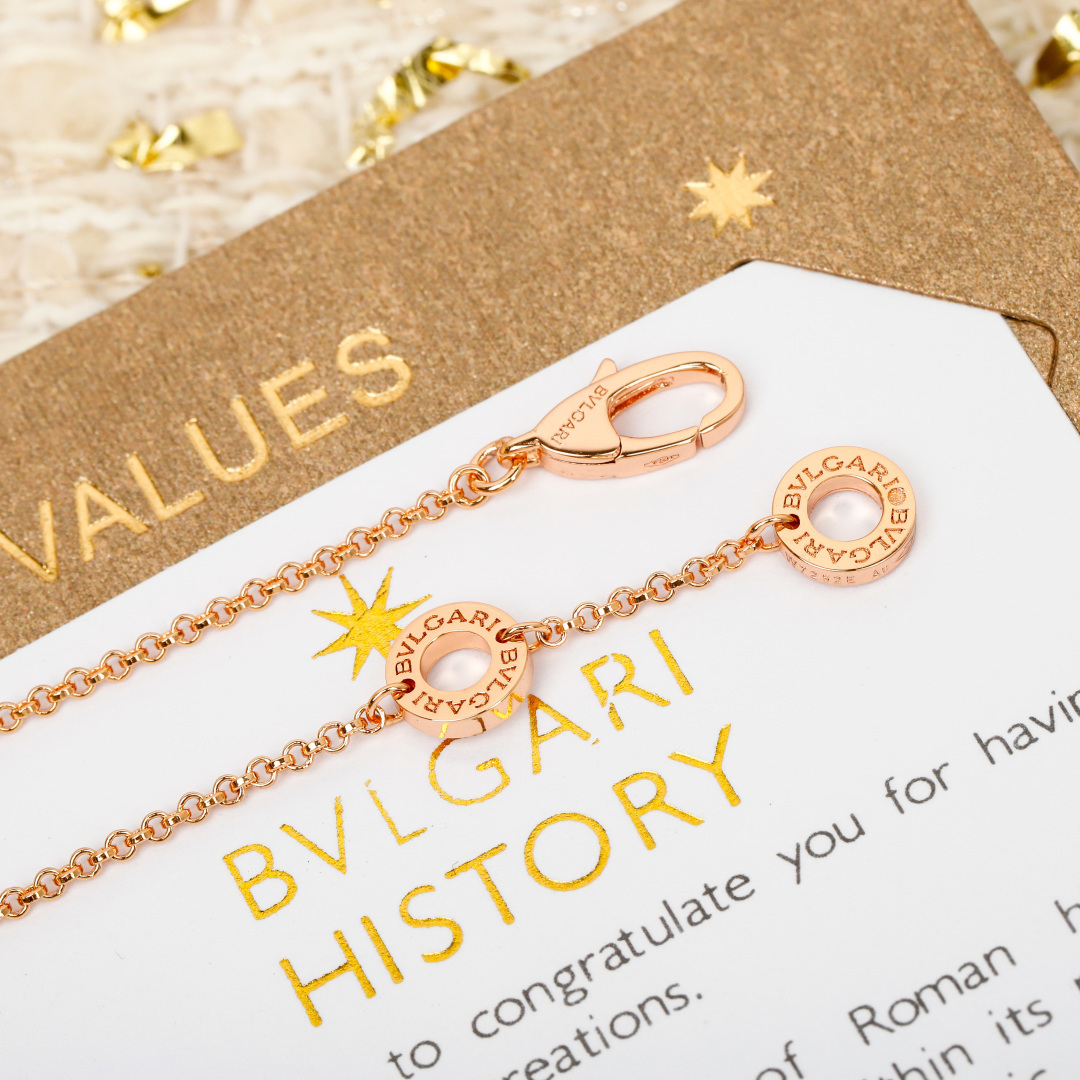 Bvlgari Bvlgari necklace rose gold red carnelian clear diamond accents 18 inches