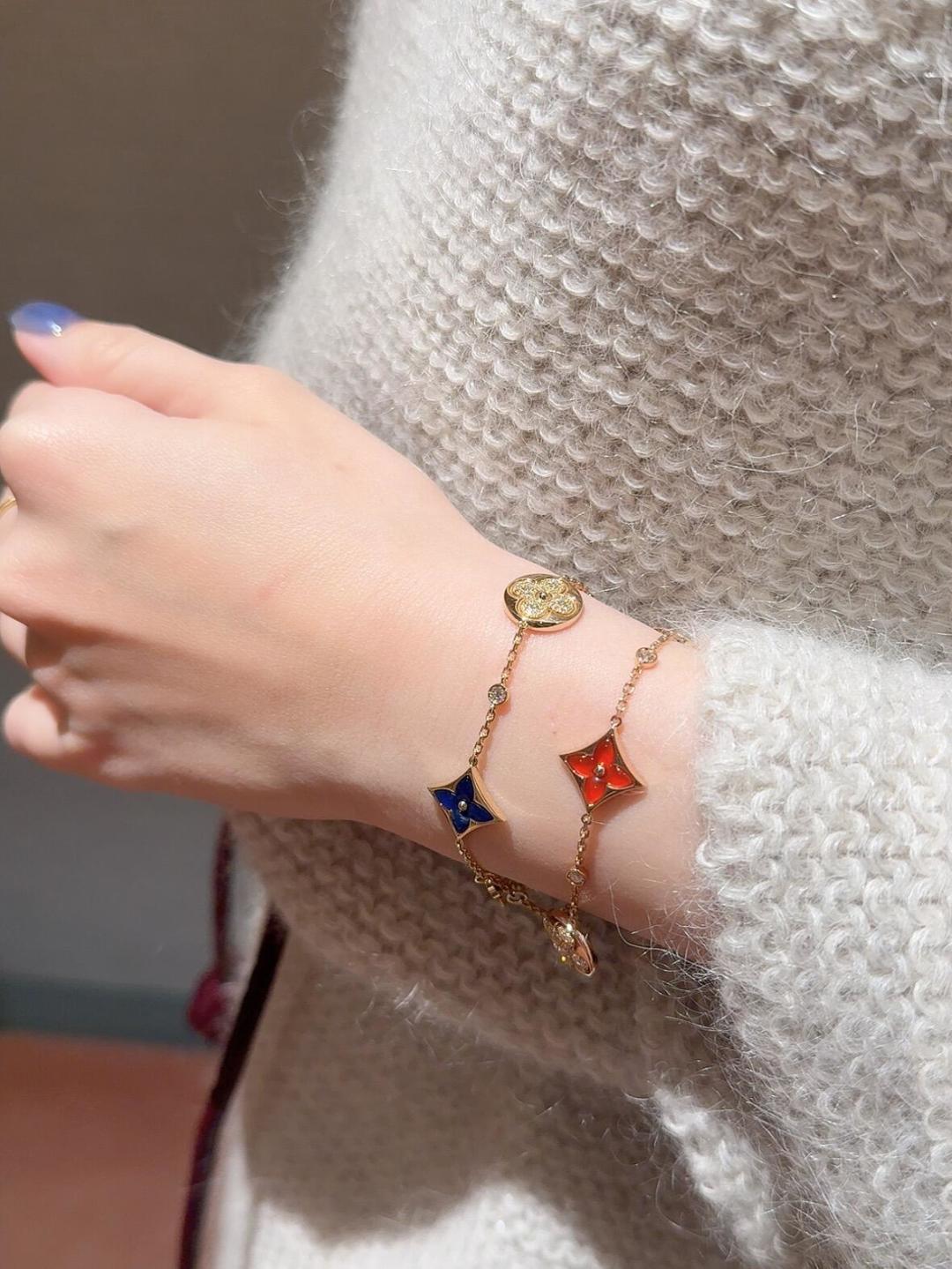 Bracciale Van Cleef Arpels Lucky Alhambra Butterfly Oro rosa agata blu madreperla 17 cm