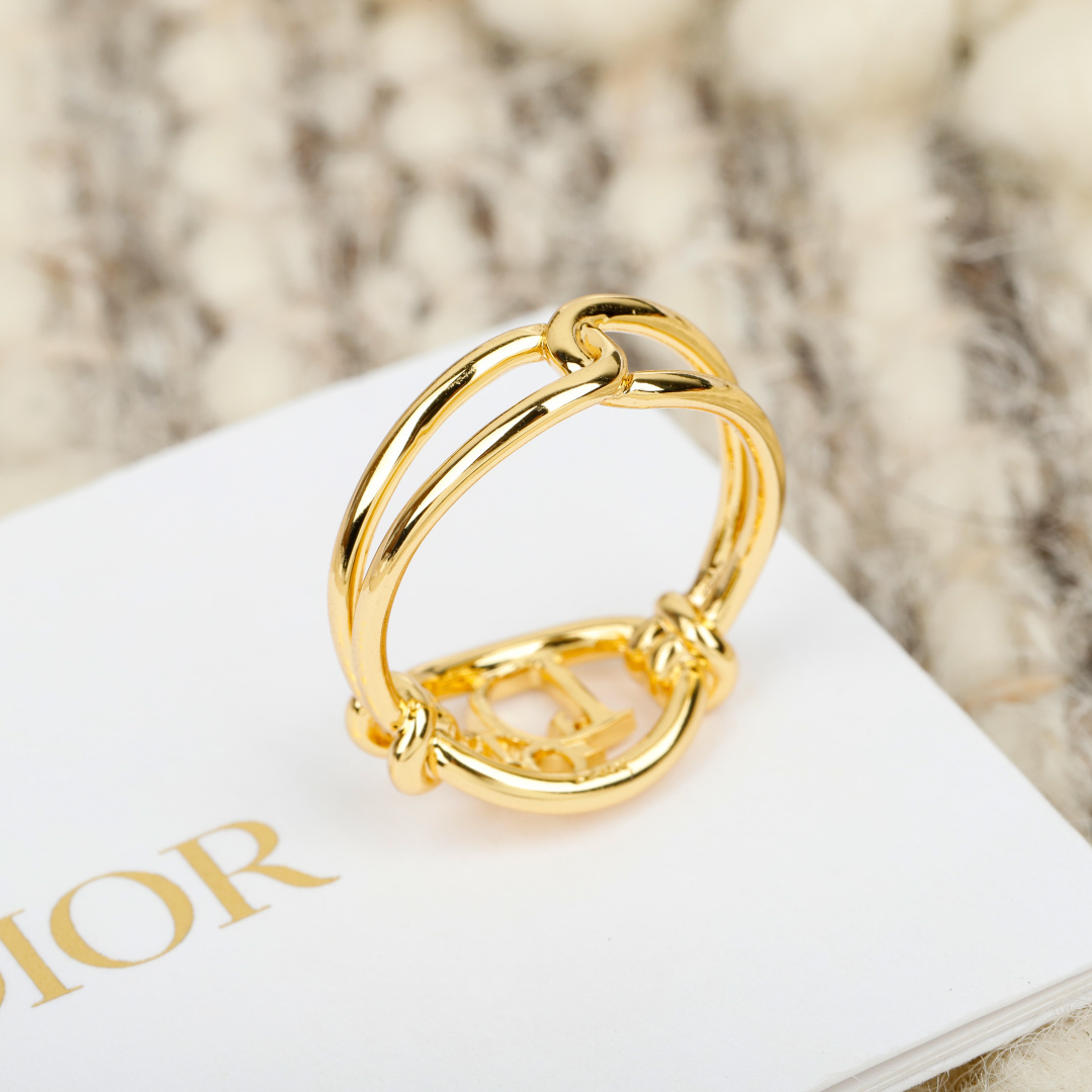 Dior CD Logo Knot Double Band Ring ring Gold-tone metal M
