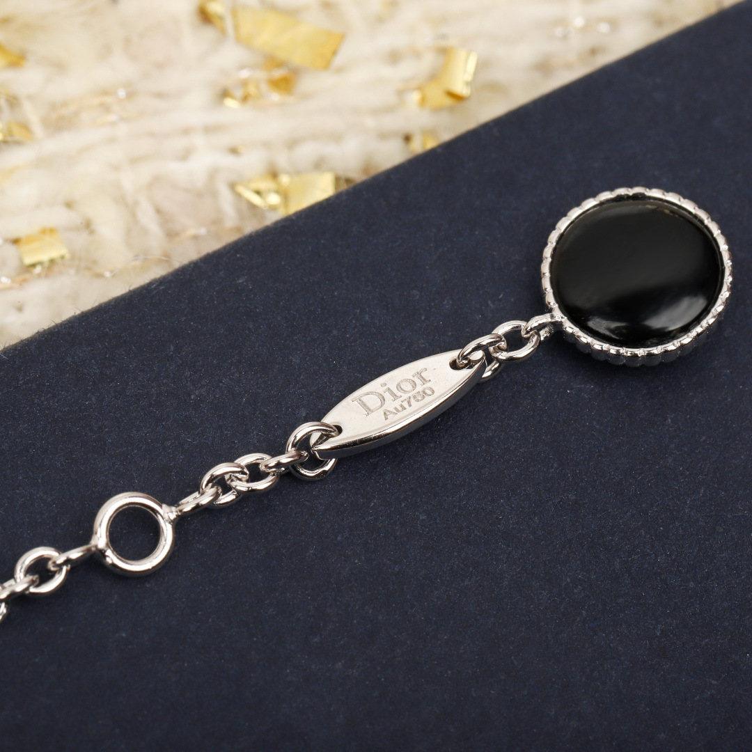 Dior Compass Rose des Vents double-layer long necklace necklace Available in yellow gold rose gold and silver-tone metal set with clear diamonds white mother-of-pearl and black onyx accents 80cm with 5cm extender chain