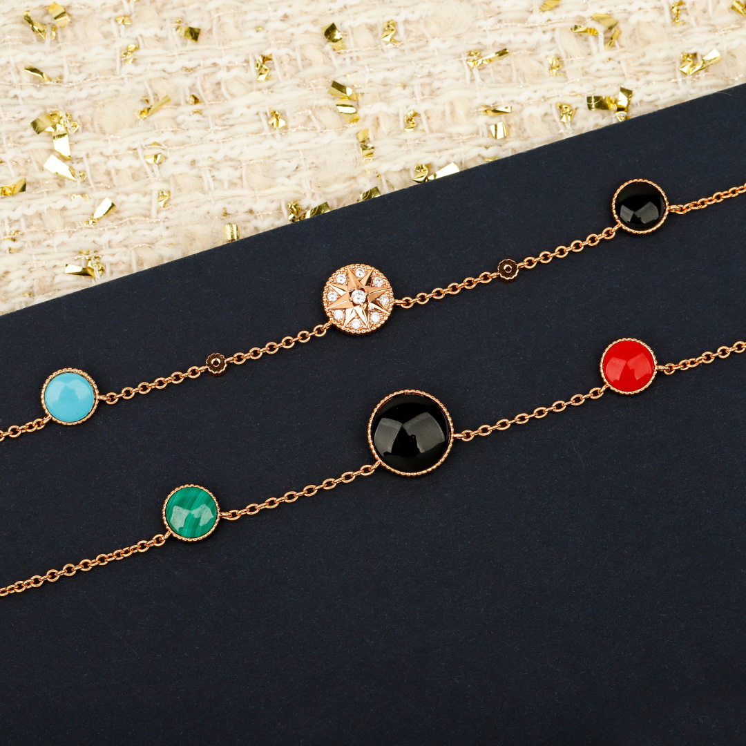 Dior Compass Rose necklace Available in yellow gold silver rose gold metal tones with clear diamond accents and multicolor enamel compass details 42cm with 5cm extender