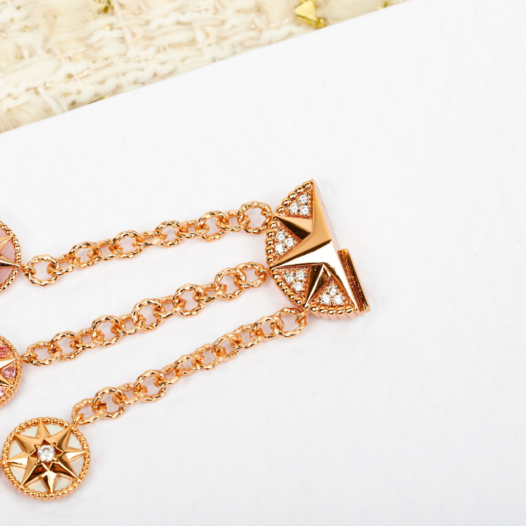 Dior Compass Rose double-layer bracelet 18K rose gold with clear diamonds 18cm