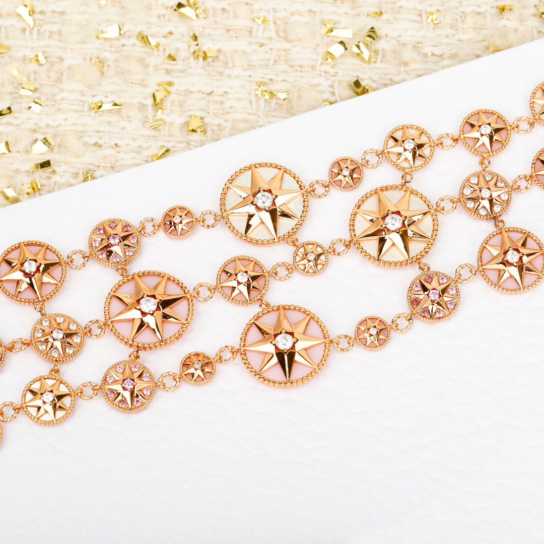 Dior Compass Rose double-layer bracelet 18K rose gold with clear diamonds 18cm