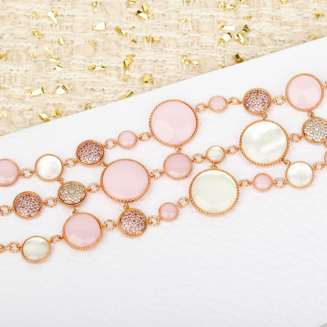 Dior Compass Rose double-layer bracelet 18K rose gold with clear diamonds 18cm