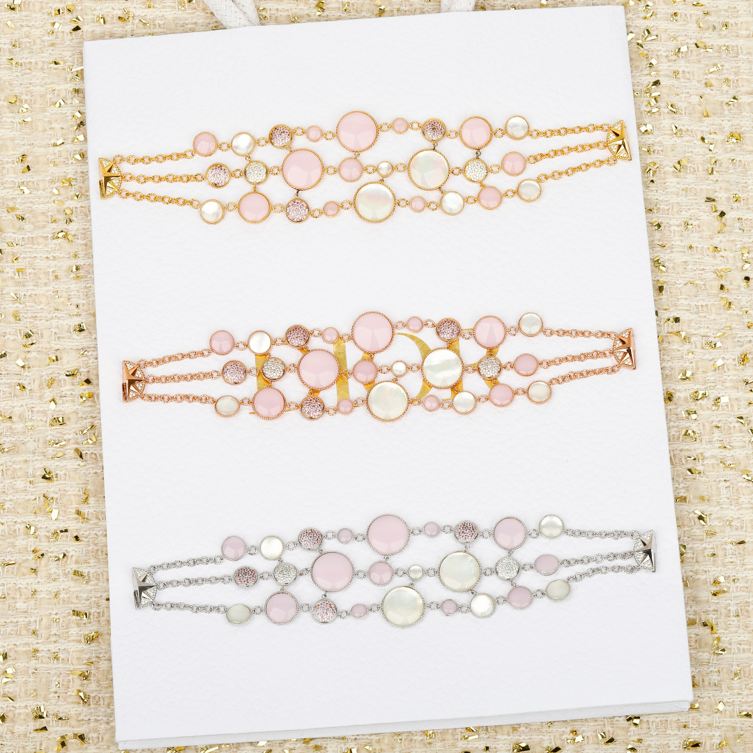 Dior Compass Rose double-layer bracelet 18K rose gold with clear diamonds 18cm