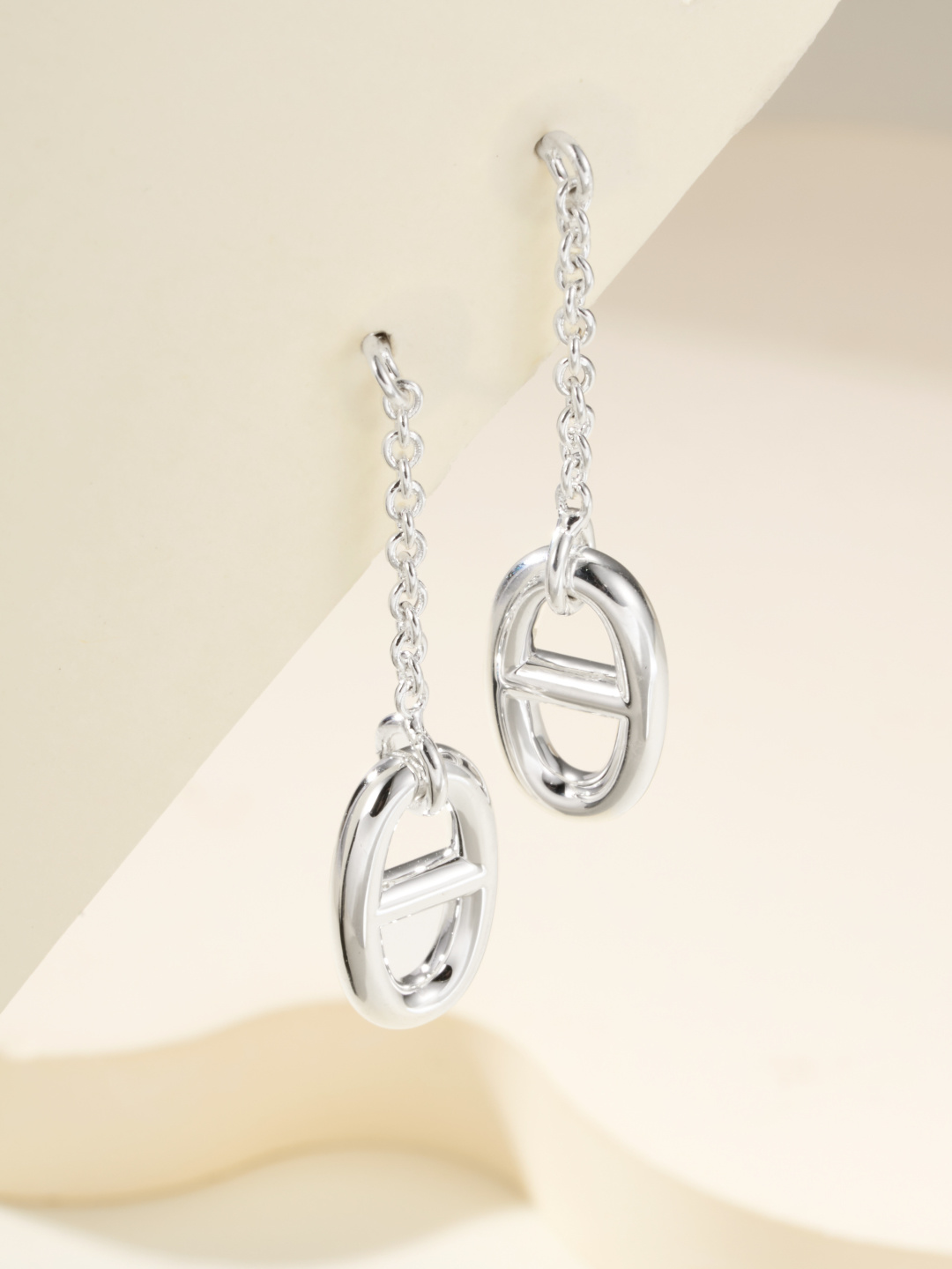 Boucles d'oreilles Hermes Farandole métal argenté sans pierres d'accent 2 longueur de chute de 5 cm
