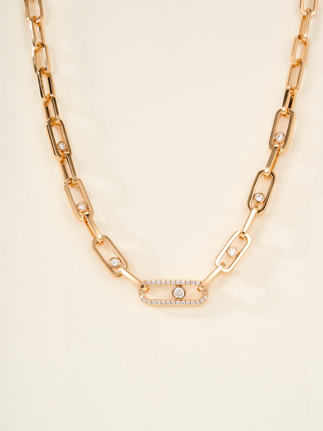 Messika Move Link necklace Yellow gold with clear diamonds 45cm