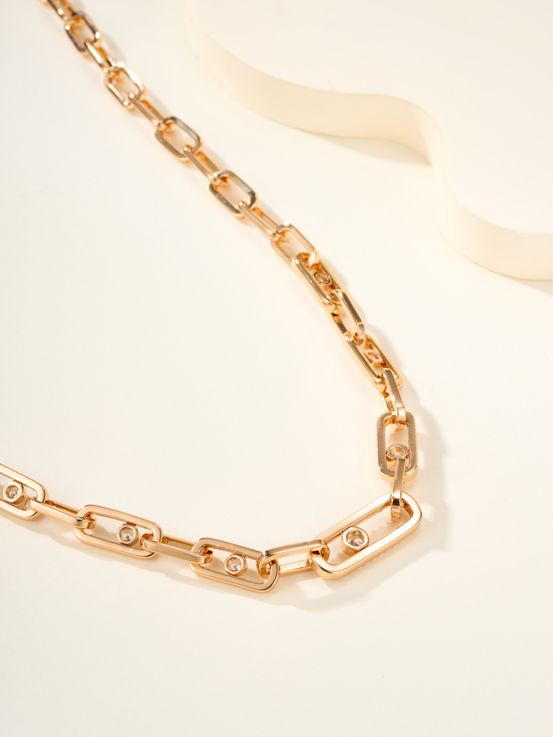 Messika Move Link necklace Yellow gold with clear diamonds 45cm