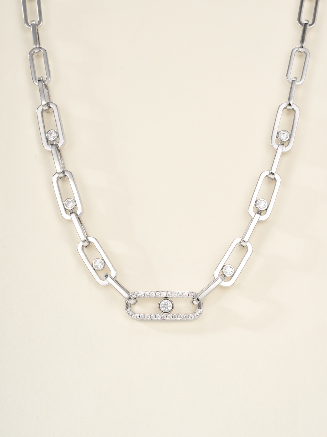 Messika Move Link necklace Yellow gold with clear diamonds 45cm