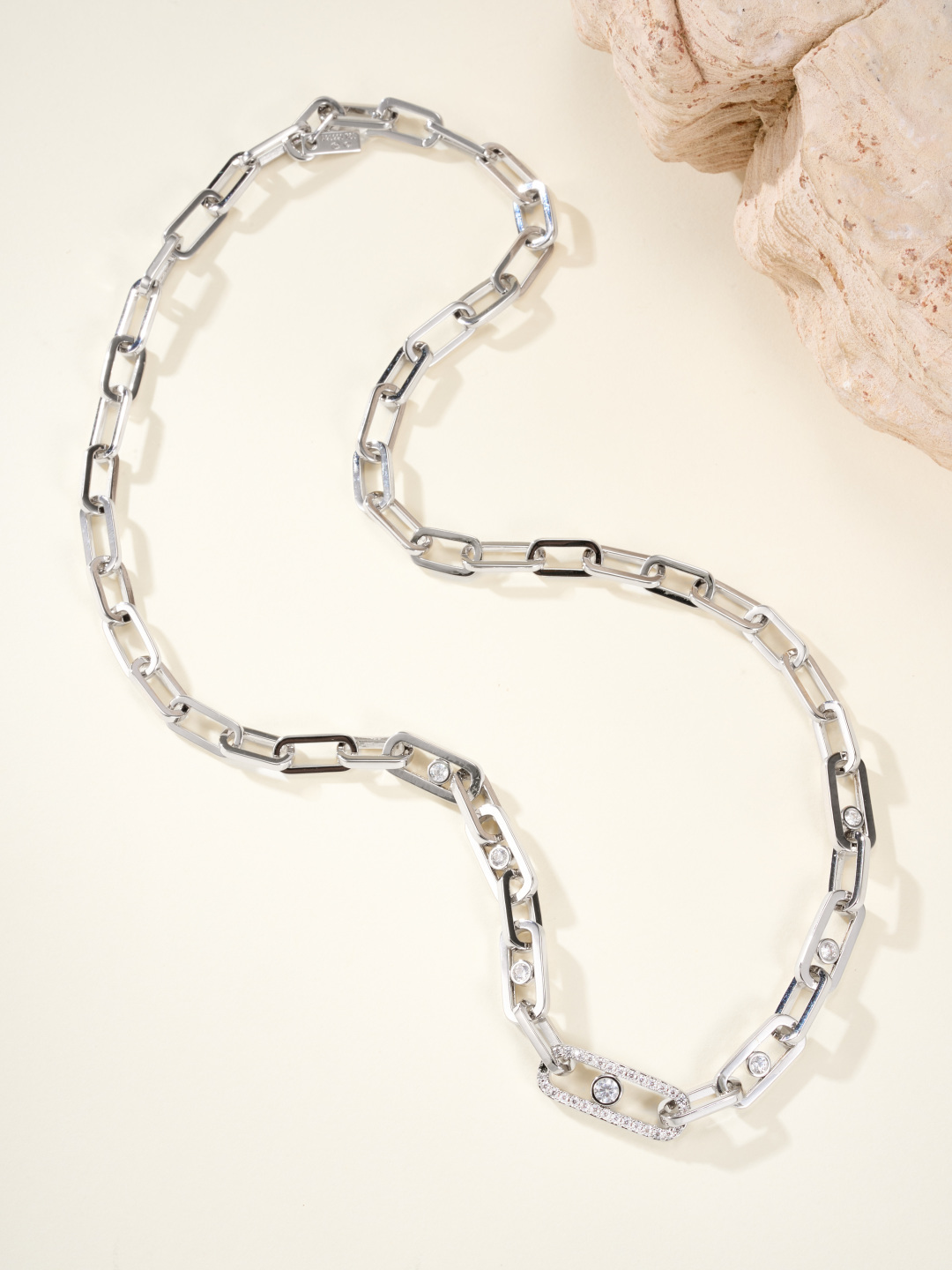 Messika Move Link necklace Yellow gold with clear diamonds 45cm