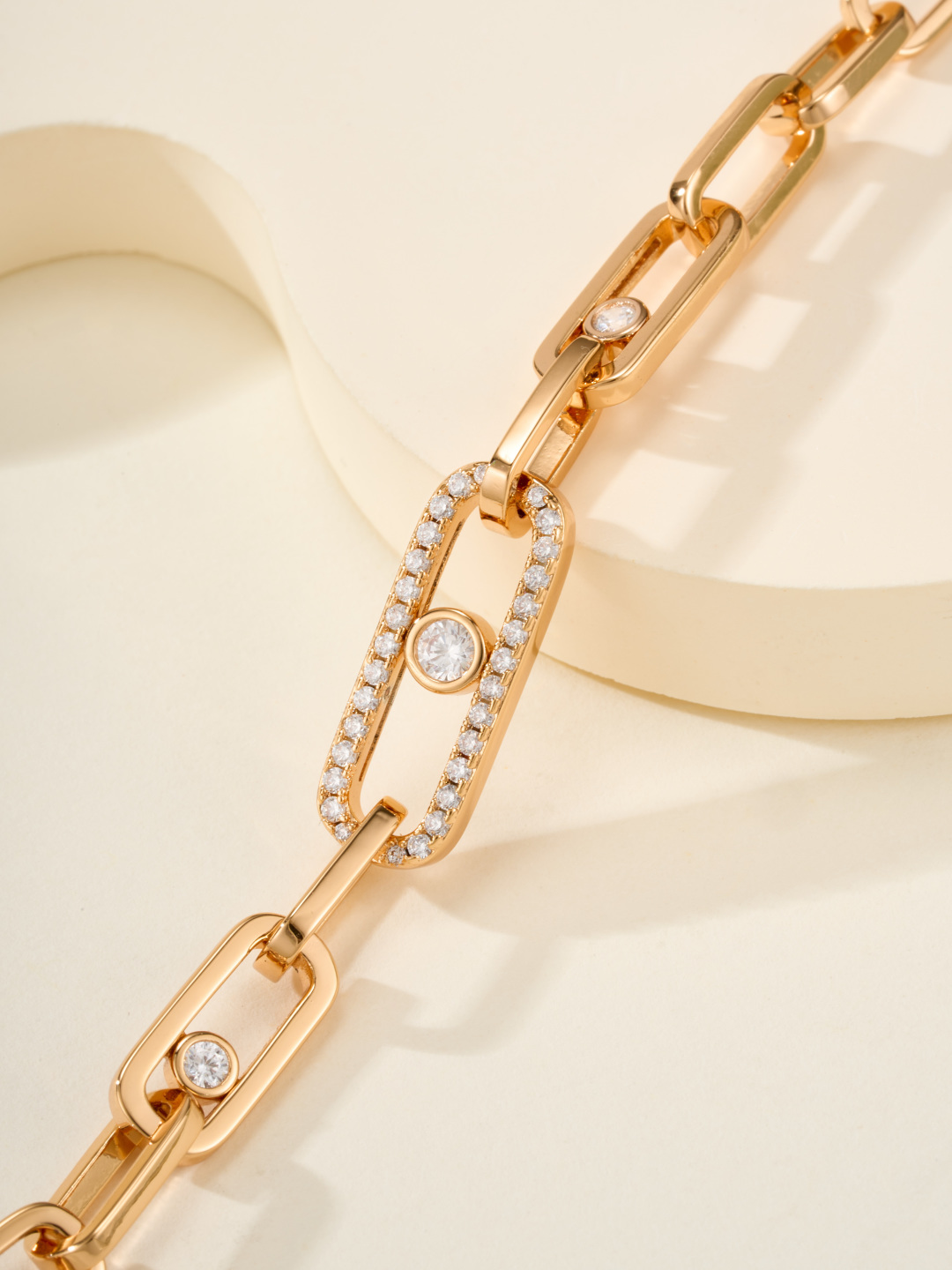 Messika Move Link bracelet Yellow gold with clear diamonds White gold with clear diamonds 19cm