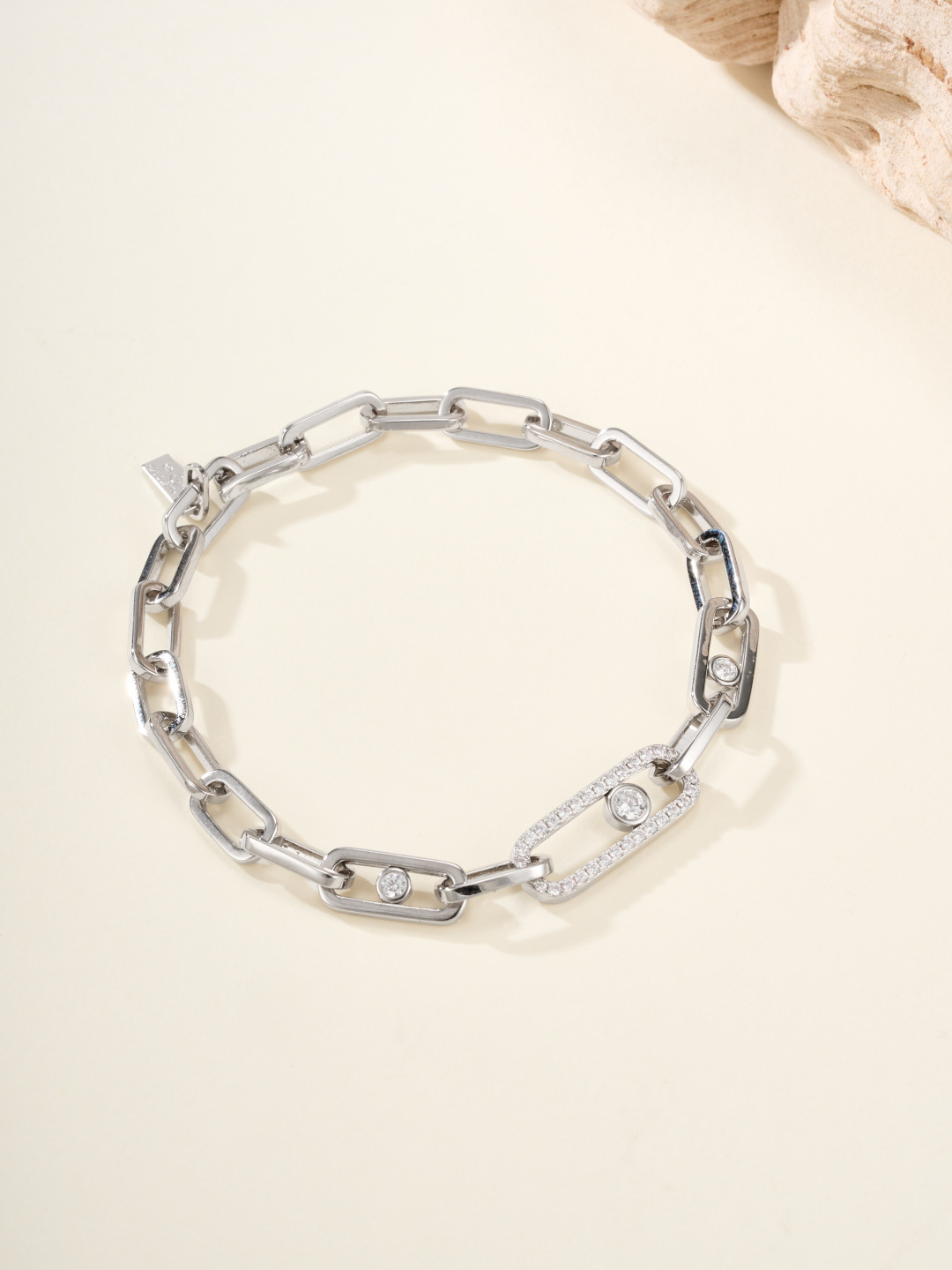Messika Move Link bracelet Yellow gold with clear diamonds White gold with clear diamonds 19cm