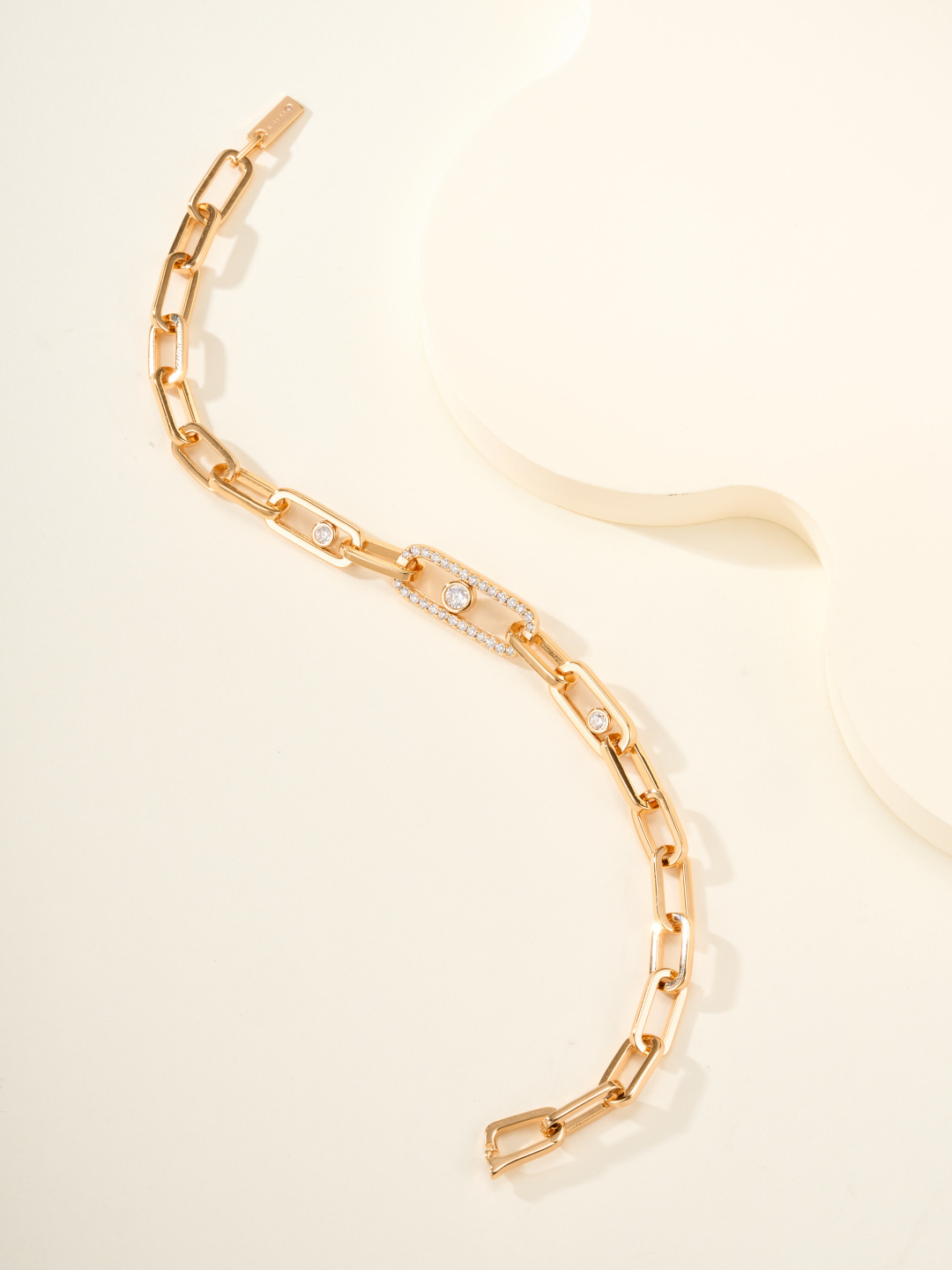 Messika Move Link bracelet Yellow gold with clear diamonds White gold with clear diamonds 19cm