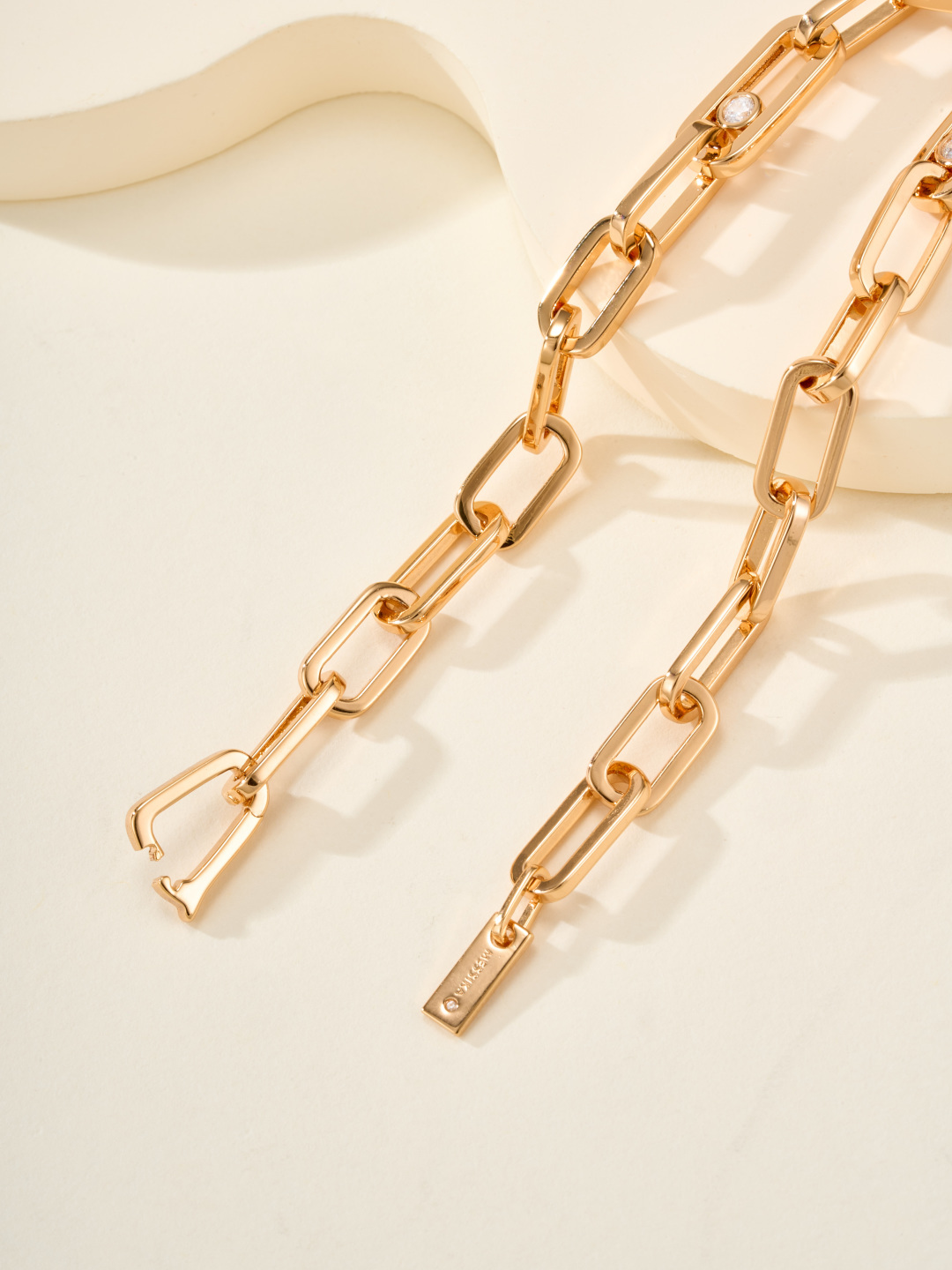 Messika Move Link bracelet Yellow gold with clear diamonds White gold with clear diamonds 19cm