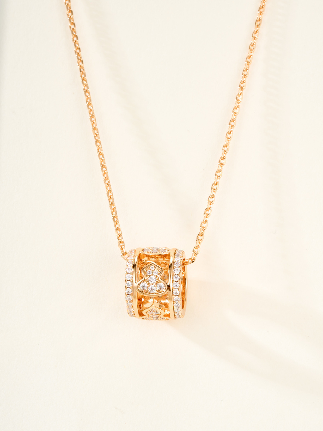 Qeelin Wulu necklace 18K rose gold with pave diamonds 18K white gold with pave diamonds 42cm