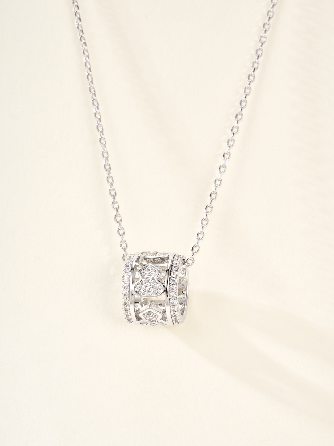 Qeelin Wulu necklace 18K rose gold with pave diamonds 18K white gold with pave diamonds 42cm