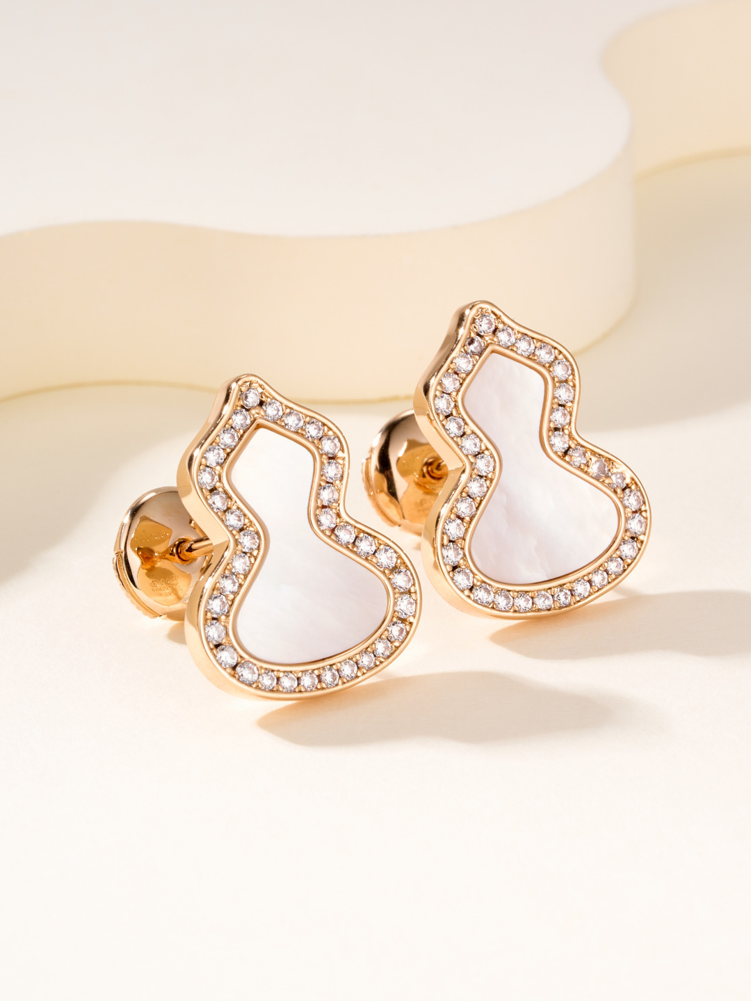 Qeelin Wulu earrings rose gold with diamond accents available in green malachite red carnelian and white mother-of-pearl inlay options large size