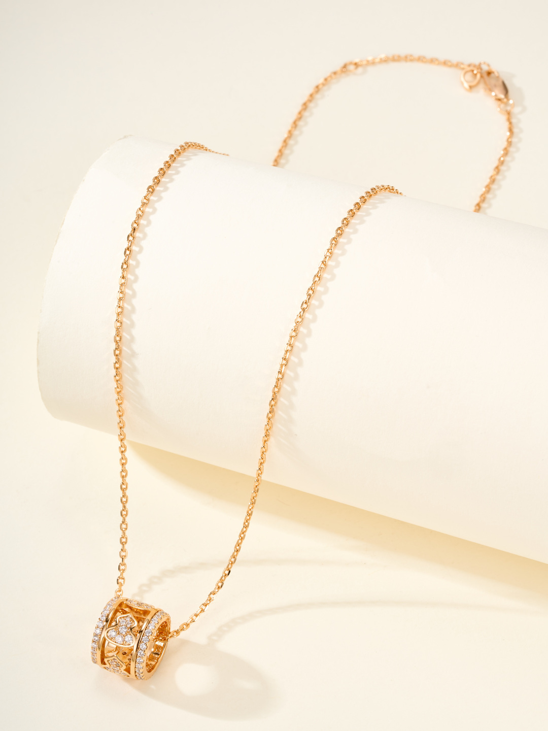 Qeelin Wulu necklace 18K rose gold with clear diamonds 18K white gold with clear diamonds 42cm