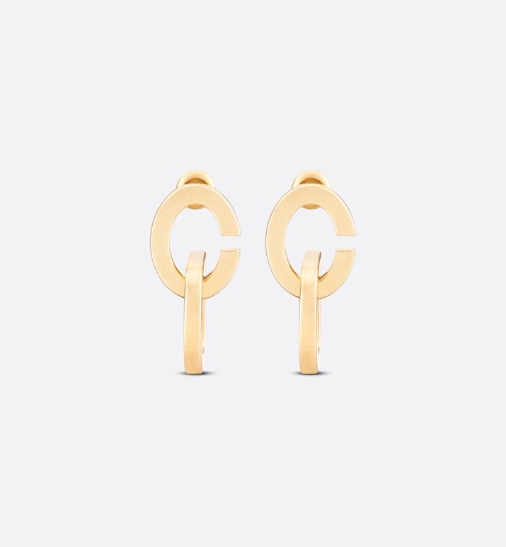 Dior CD Logo earrings matte gold-tone metal 2 5cm drop length