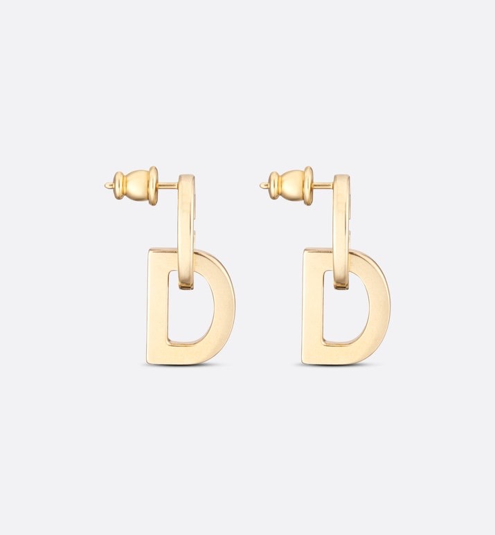 Dior CD Logo earrings matte gold-tone metal 2 5cm drop length