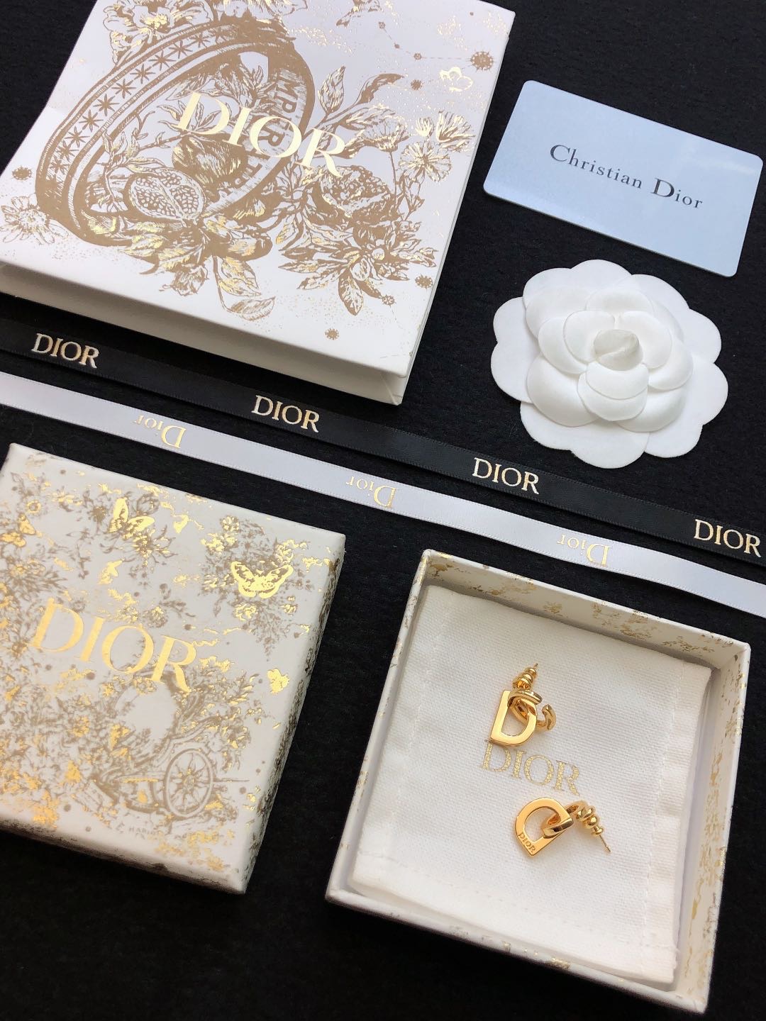 Dior CD Logo earrings matte gold-tone metal 2 5cm drop length