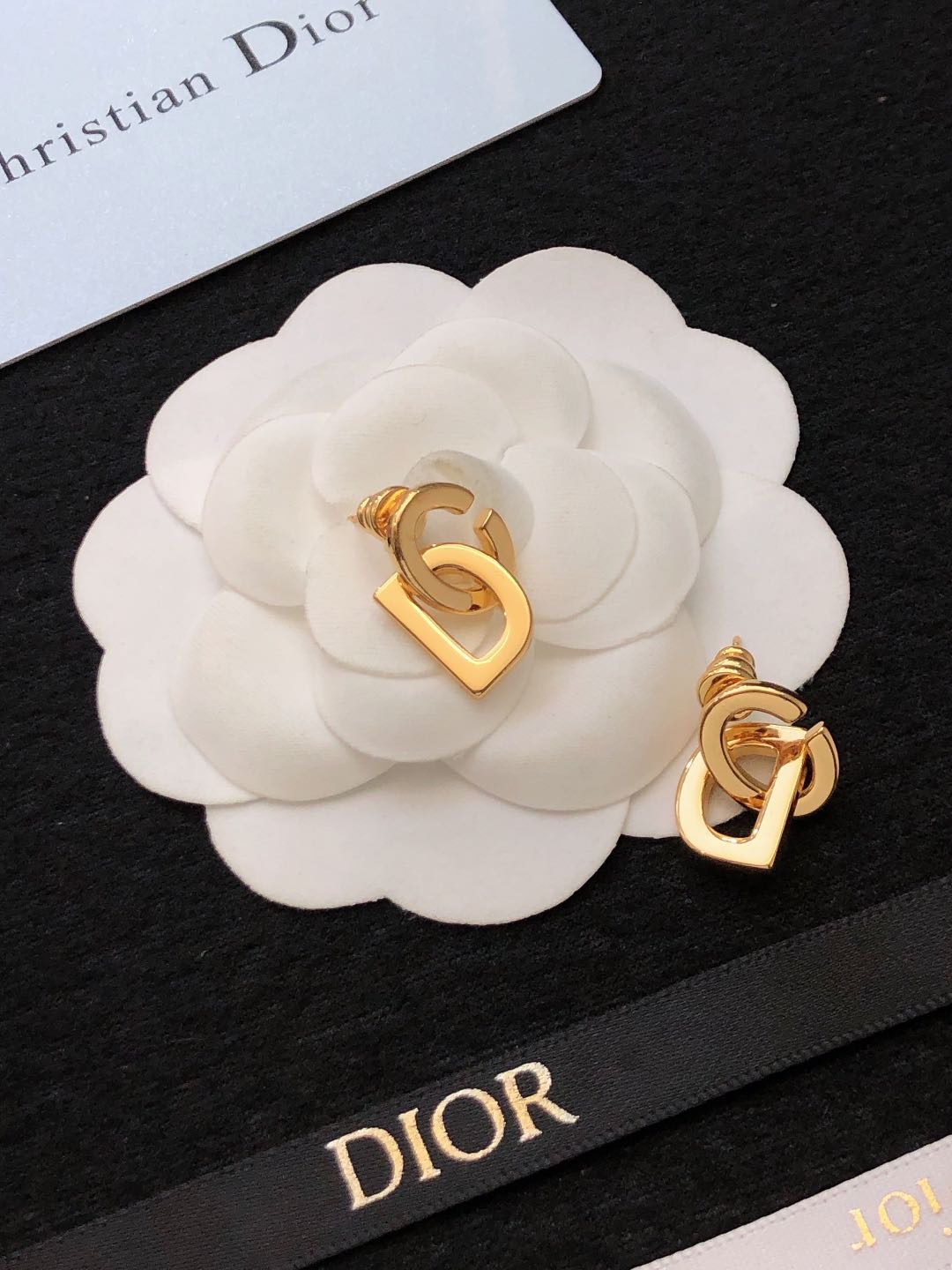 Dior CD Logo earrings matte gold-tone metal 2 5cm drop length