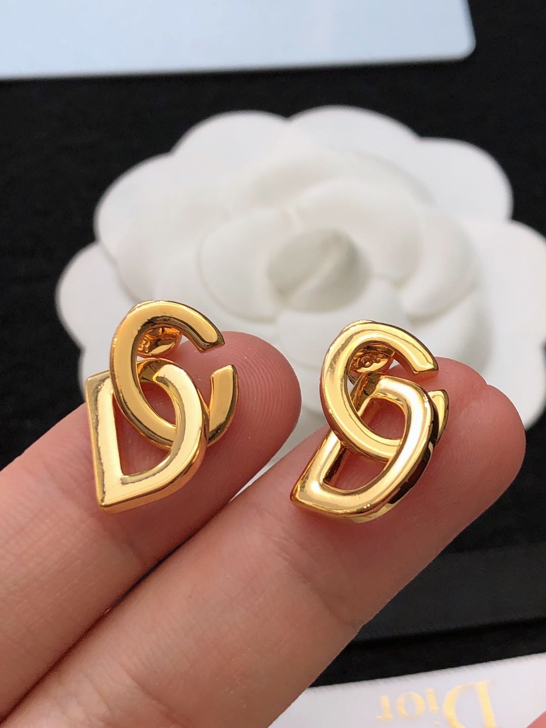 Dior CD Logo earrings matte gold-tone metal 2 5cm drop length