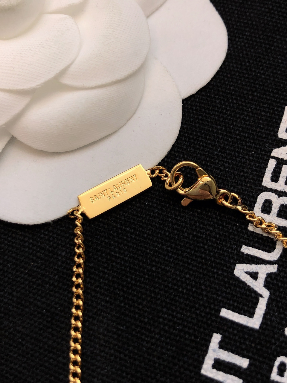 Saint Laurent Cassandre Spike Crystal Drop earrings gold-tone metal with clear faceted crystals 6 5cm drop length