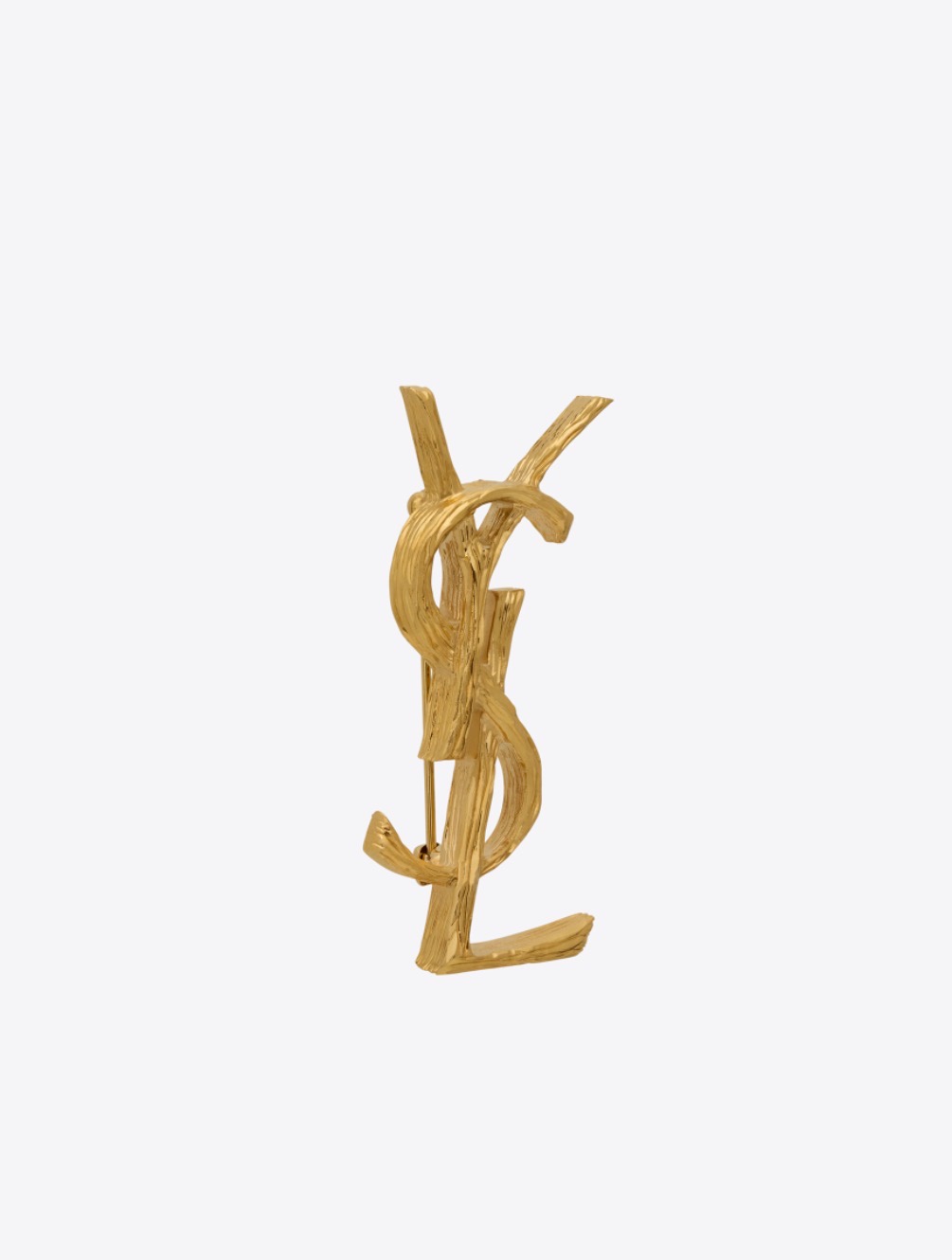 Saint Laurent Cassandre Twisted Monogram Brooch brooch gold tone metal no gemstones 4 5cm height