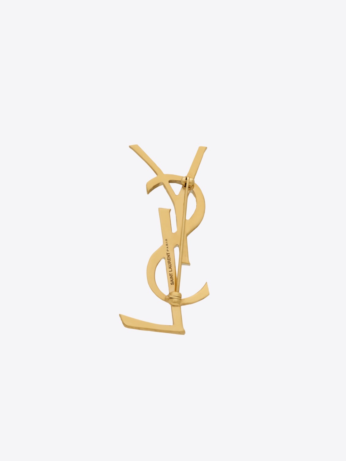 Saint Laurent Cassandre Twisted Monogram Brooch brooch gold tone metal no gemstones 4 5cm height