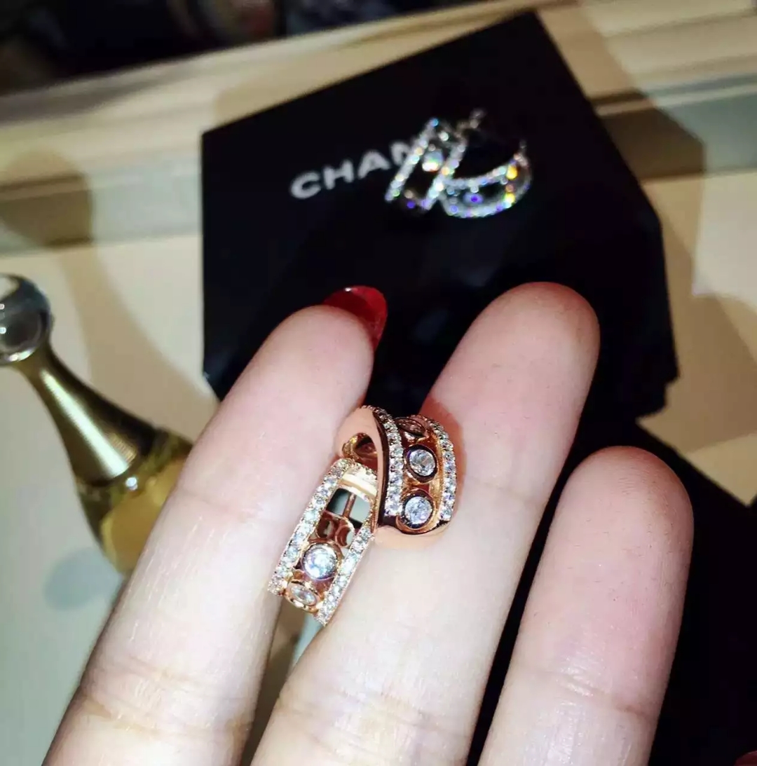 Messika Move Romane earrings rose gold white gold clear diamond 1 5cm hoop diameter